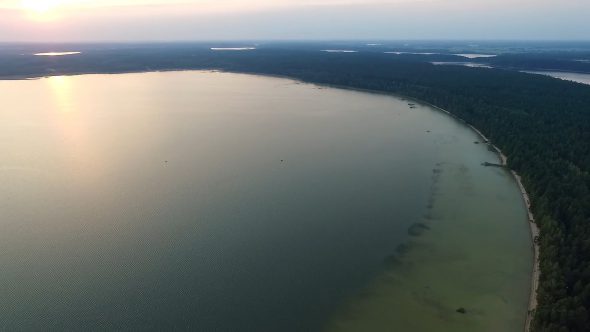 Flight Over The Lake Near Forest 45