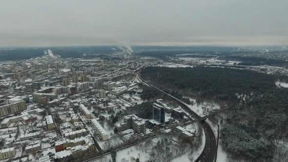 Aerial View Over The City, Winter 2