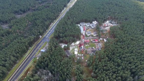 Flight Around Over The Highway, Tv Tower And Forest 1