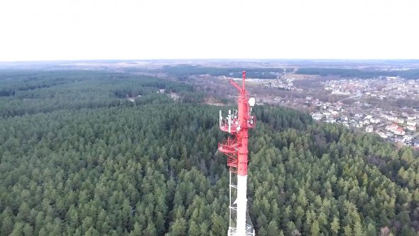 Flight Around Over The Highway, Tv Tower And Forest 8