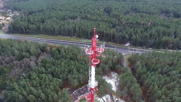 Flight Over The Highway, Tv Tower And Forest 8