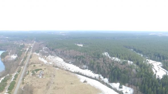 Panorama Over Forest Near Country With Rotation