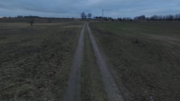 Flying Over Country Path