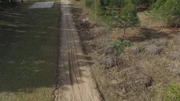 Flying Over Gravel Road In Country 2