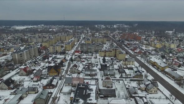 Panorama Over Small Town In Winter 1