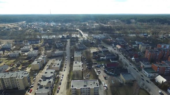 Flight Over Small Town Near River 3