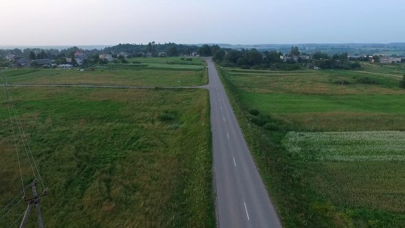 Panorama Over Country Road